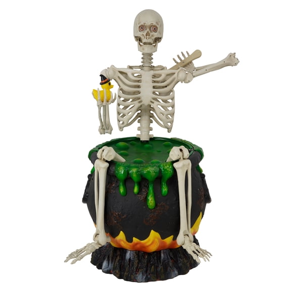 Way To Celebrate Animated Skeleton in Cauldron Halloween Outdoor Decor, 43 in