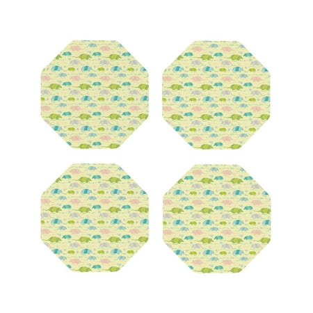 

Matuu Armadillo Floral for Cup Coasters Set of 4 Leather Coasters Desk Coasters for Office Measures 4” x 4”-Octagon