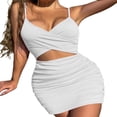 thumbnail image 2 of Women Sleeveless Mini Dress Cutout Ruched Spaghetti Strap Party Dress, 2 of 7