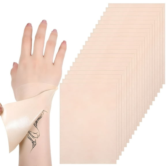 QARUN 20 Pcs Ultra Thin Tattoo Cover up Patch Waterproof Sweatproof Tattoos Covers Tape Cuttable Invisible Non-Woven Fabric Patches for Tattoos Scar Birthmarks 4.72×3.35In (Light Skin)
