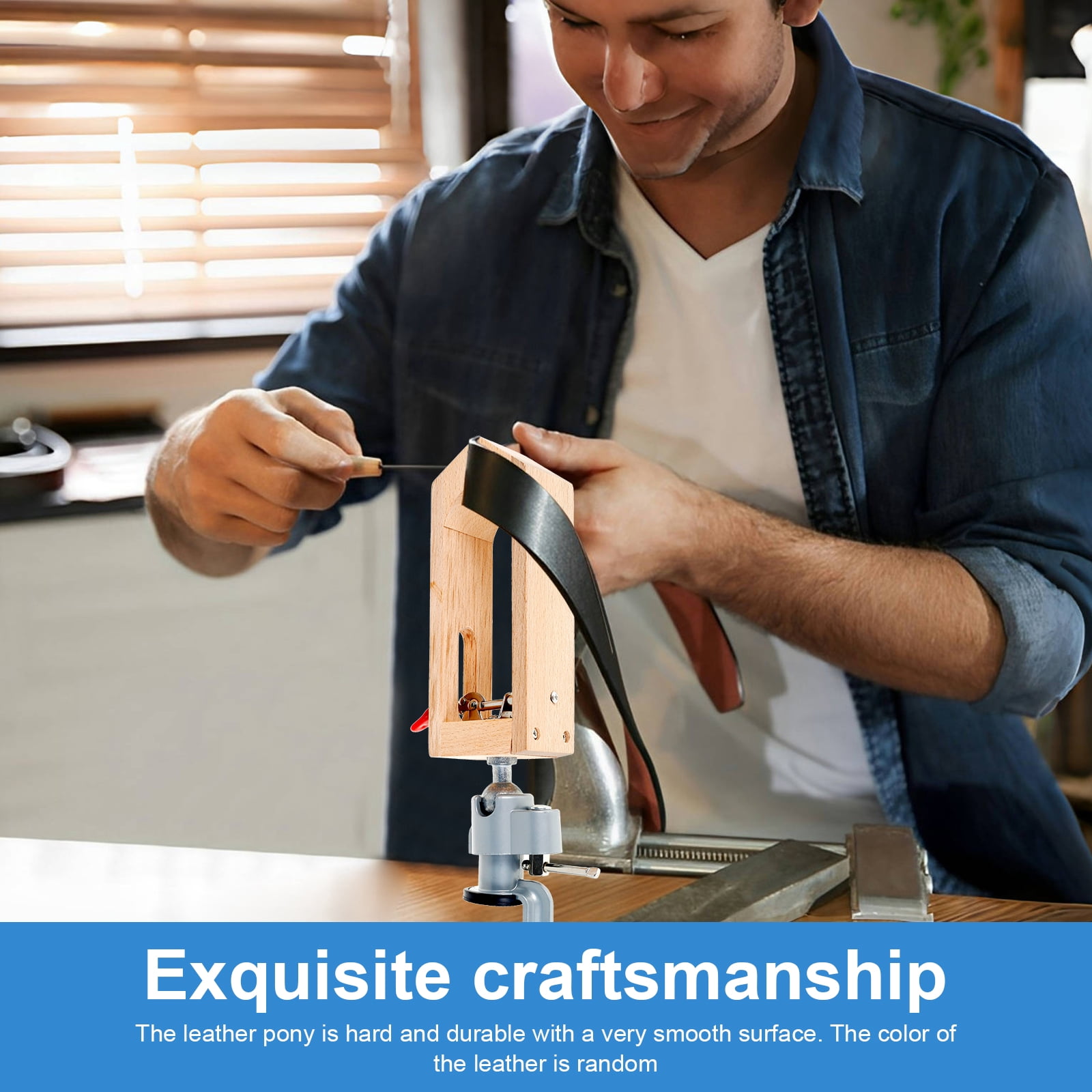 Toorise Leather Stitching Pony 180° Rotatable Leather Sewing Clamp Hand Stitching Wooden Clamp Tool Table Desktop Stitching Pony Clamp Leathercraft Hand Sewing Clamping Tool for Leather