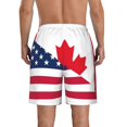 thumbnail image 3 of KLL USA Canada Flag Men's Casual Summer Beach Shorts Hawaiian Shorts with Pockets-XX-Large, 3 of 5