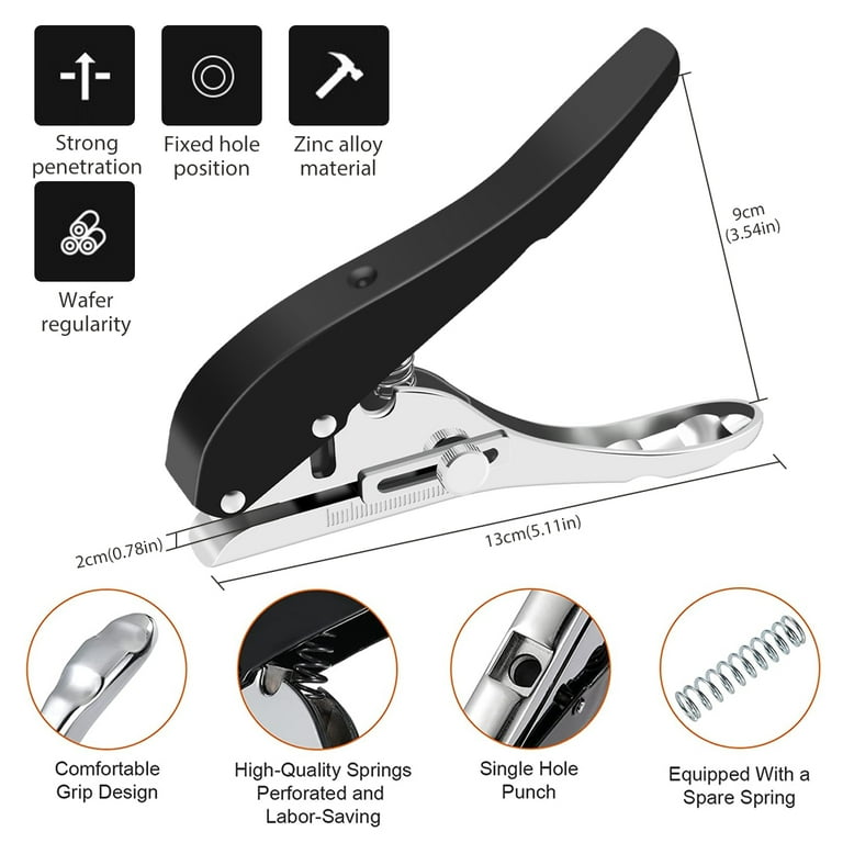 Hole Punch 2 Reach 3/8 inch Single Hole Punch,Heavy Duty Hole Puncher Single,Paper Punch Portable Hand Held Long Hole Punch for Paper Cards Plastic