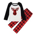 thumbnail image 1 of Conjuntos de pijamas familiares a juego para niños, pijamas navideños, top con estampado de letras y pantalones a cuadros, pijamas, ropa de dormir, 1 of 6