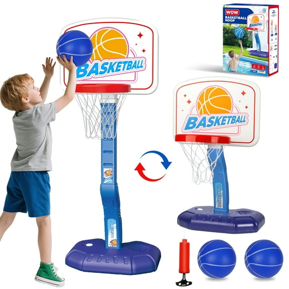 Hot Bee Poolside Basketball Hoop for Kids, Indoor & Outdoor Adjustable Height Hoop for Toddlers, Swimming Pool Basketball Game Toy, Summer Water Games for Adults and Kids 3-6 7 8 