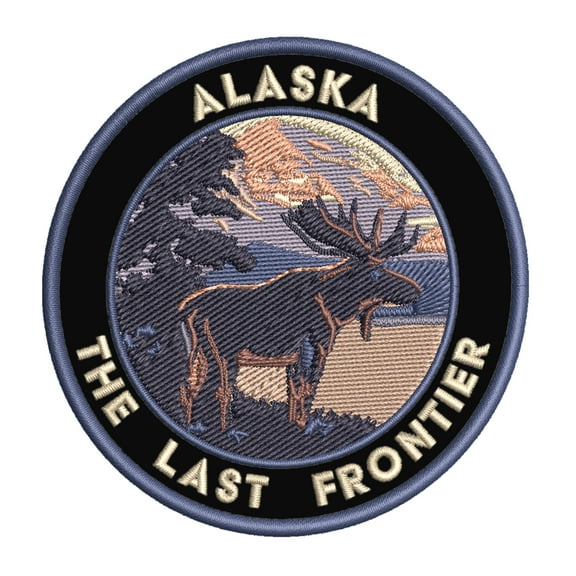 Alaska, The Last Frontier 3.5 Inch Iron Or Sew On Embroidered Fabric Badge Patch Seek Adventure, National Park Iconic Series