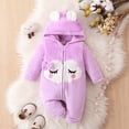 thumbnail image 2 of 9-12 Months Newborn Baby Bodysuits Babys Cute Cartoon Printed Hooded Jumpsuit Warm Long Sleeved Bodysuit Jumpsuit Long Sleeve Bodysuit Cute Newborn Clothes,Purple Jumpsuit Bodysuit, 2 of 4