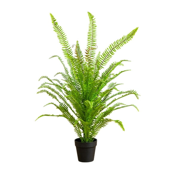Nearly Natural 3ft. UV Resistant Artificial Boston Fern Potted Plant with Real Touch Leaves (Indoor/Outdoor)