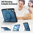 thumbnail image 6 of Shockproof Case for Apple iPad Air 11 Inch M3 M2 2025/2024, Rugged Hybrid Protective Cover with Pencil Holder & Shoulder Strap Kids Friendly Rotating Kickstand Case for iPad Air 11 Inch, Navyblue, 6 of 9