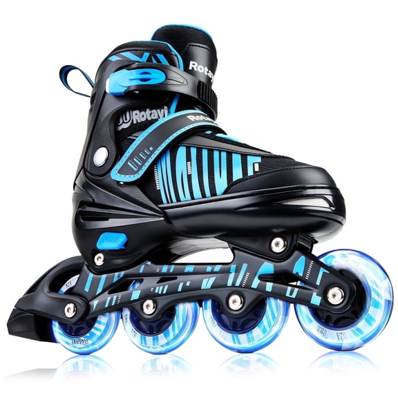 TaroKitc Adjustable Inline Skates for Kids and Adult, Girls, Boys with All Light up Wheels, Blue(Size 1-4)