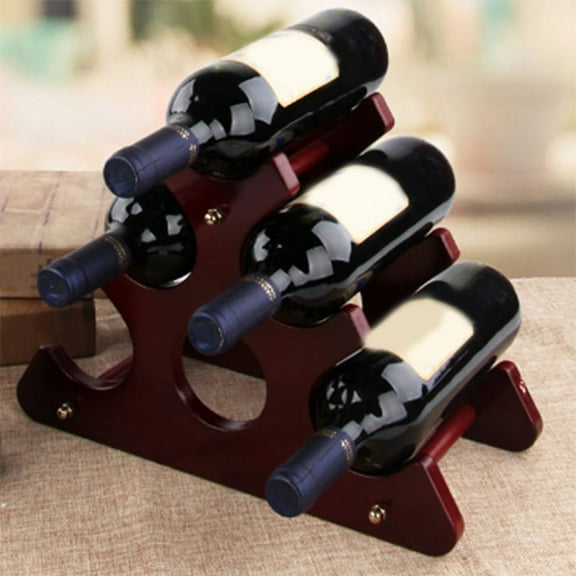 Wood Wine Rack Freestanding Wine Rack, 6 Bottles Countertop Stand Wine Storage Holde Organizer for Countertop, Table Top,1 x wine rack,Claret