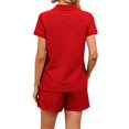 thumbnail image 4 of ASDFVBKG Polo Shirts Set for Women Short Sleeve Collared Button Golf Tee and Shorts Cotton Business Casual Summer Work Tops Red 2XL, 4 of 8