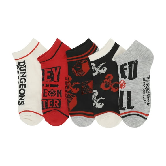 Dungeons & Dragons Logo Verbiage and Dice Womens Ankle Socks 5 Pack