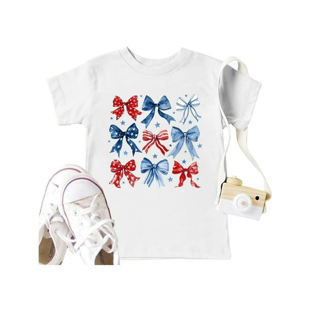 Toddler American Flag T-Shirt for Boys Girls Love Graphic Tee 4th of July Shirt Kids Patriotic Heart Tee Tops