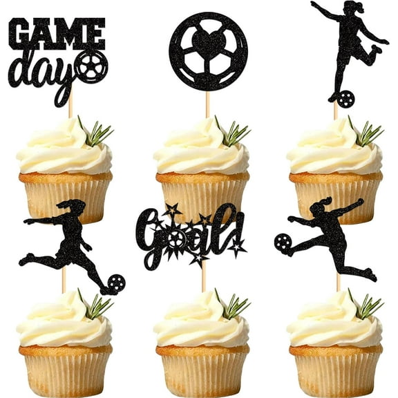 10pcs Soccer Cupcake Topper Sport Theme Cupcake Picks Game Day Soccer Ball Toothpicks Football for Men Boys Birthday Decorations Supplies Women