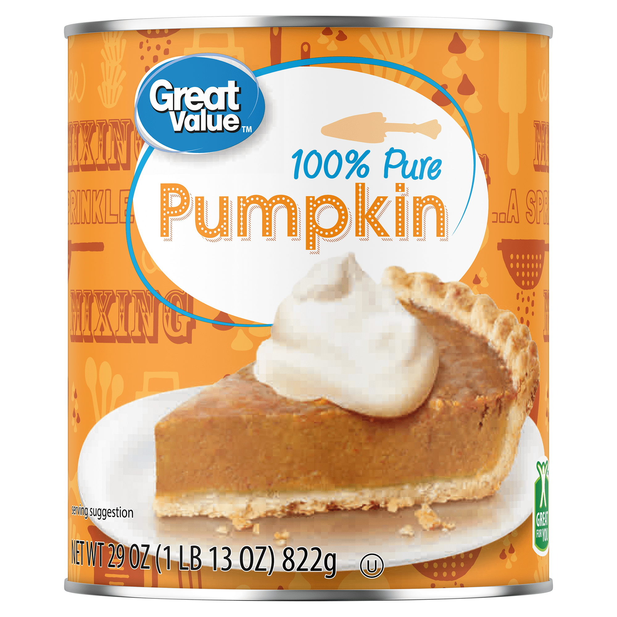Great Value 100% Pure Canned Pumpkin, 29 oz, Can