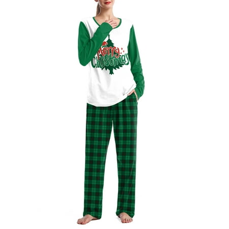 

Huakaishijie Christmas Print Long Sleeves Shirt and Pants - Adult 2 Piece Pajama Set