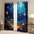 thumbnail image 2 of Homewish Colorful Dreamy Butterfly Curtains Pack of 2 (42x84 Each),Rustic Flower Floral Curtains Blackout,Blue Orange Bedroom Curtains For Kids,Luxury Bedroom Decor, 2 of 6