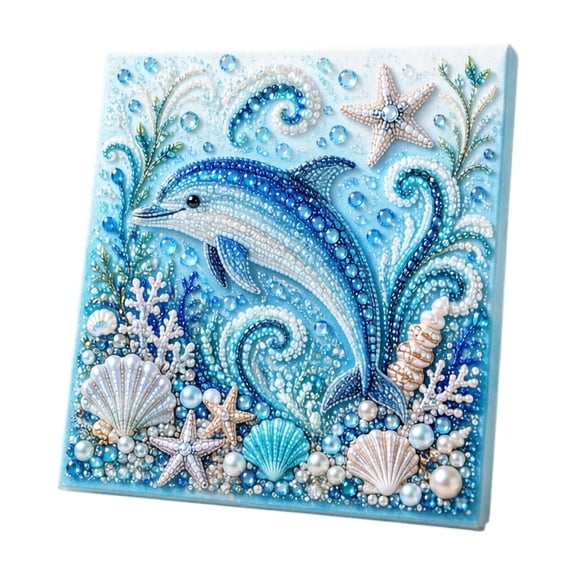 Ocean Theme Pearl Art DIY Kit 3D Sparkling Coastal Wall Decor,Sea Turtle | Bead Dot Art Kits for Beginners, Paint by Ocean Diamond Art for Adults, Cozy Coastal Beach House Wall Decor