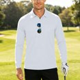 thumbnail image 2 of GEWSEY Mens Polo Shirt Long Sleeve Athletic Breathable Collar Golf Shirt Performance, Moisture Wicking, Business Casual, Collared Shirt, Soft (White, XL), 2 of 8