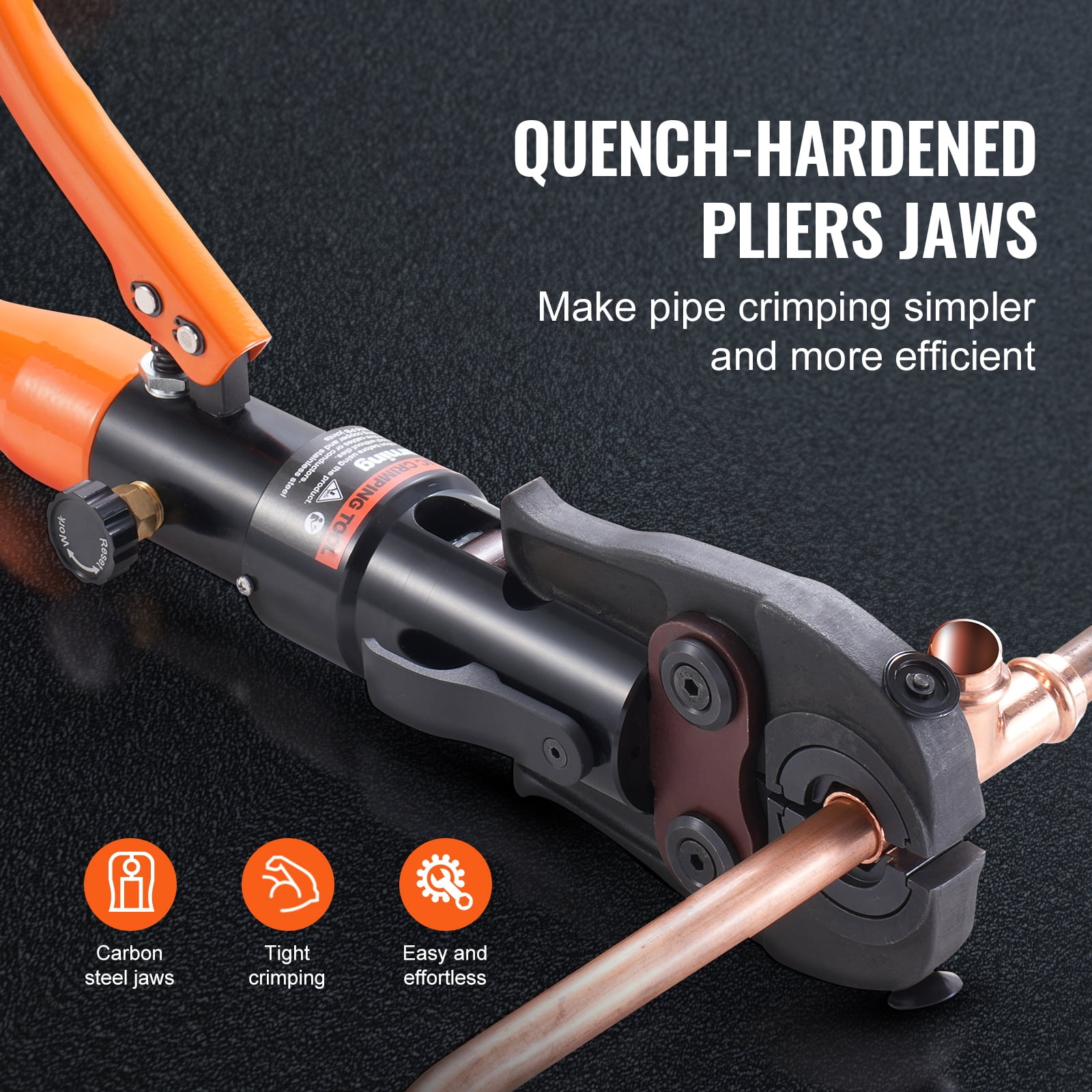 KFFKFF Hydraulic Copper Pipe Crimper, Press Tool with Jaws for 1/2", 3/4", 1" Copper Pipe and Jaws for 3/8", 1/2", 5/8", 3/4", 1" ASTM F1807 Pex Pipe Copper Ring