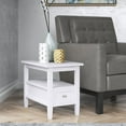 thumbnail image 2 of SIMPLIHOME Table d'Appoint Étroite Transitionnelle Rectangulaire en Bois Massif de 14 Pouces de Large, Blanche, avec Rangement, 1 Tiroir, 1 Tablette, pour le Salon et la Chambre, 2 of 2