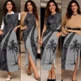 thumbnail image 5 of Jeiento His and Hers Matching Outfits Mens Summer Shirts Hawaiian Dress for Women Business Maxi Dress Coconut Tree Summer Sleeveless Work Pencil Skirt Matching Cruise Outfits for Couples, Gray, 5 of 7