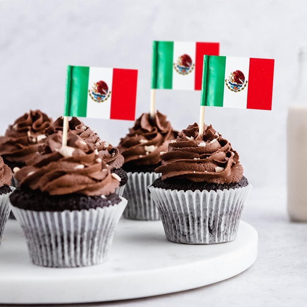 Mexico Flag Mexican Miniature Toothpick Flags Decorations Small Cupcake  Toppers Cocktail Food Flags Decor For Independence Day Party Bar (100 pack)  - Walmart.com, image size:1000x1000