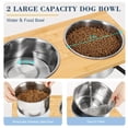 thumbnail image 3 of Bamboo Raised Dog Bowls 2 Pack with 10° Tilt, Elevated Pet Feeder Stand with 62.2oz Stainless Steel Bowls for Medium & Large Dogs or Cats, 3 of 6