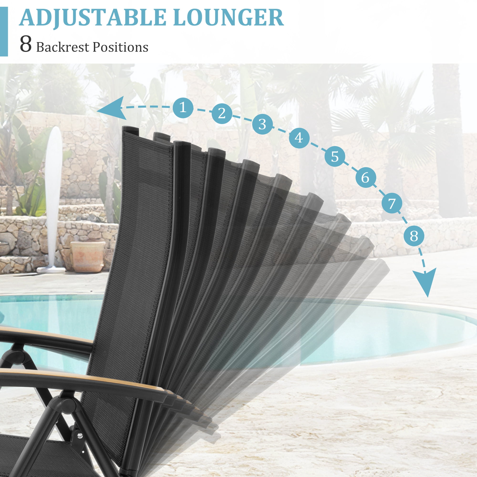 Pellebant Set of 2 Aluminum Outdoor Folding Dining Chair with Arm, Black