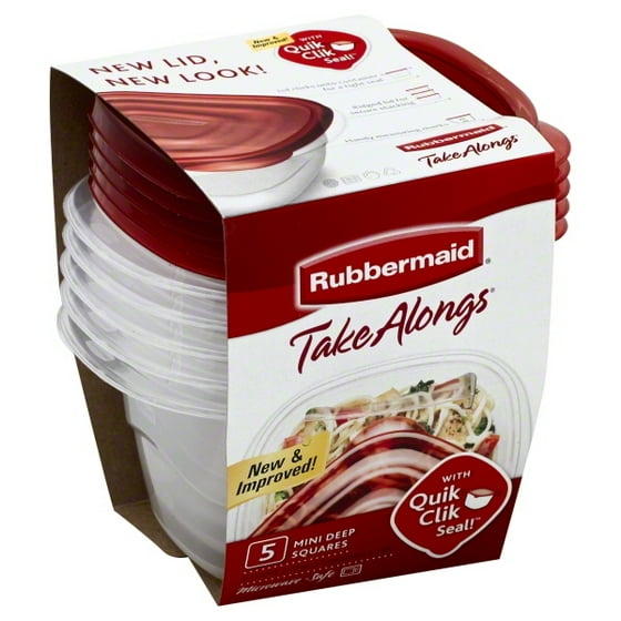 Rubbermaid TakeAlongs 17 oz Mini Deep Squares Containers + Lids, 5 ...