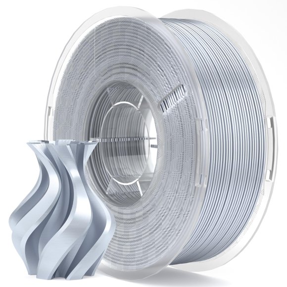 Filamento para impresora 3D ELEGOO Silk PLA, 1,75 mm, gris plateado, 1 kg