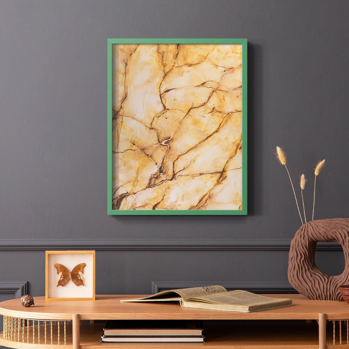 Yellow Marble I Framed Print - Solid Wood in Single Picture Frame Solid Wood 2 Framed Print