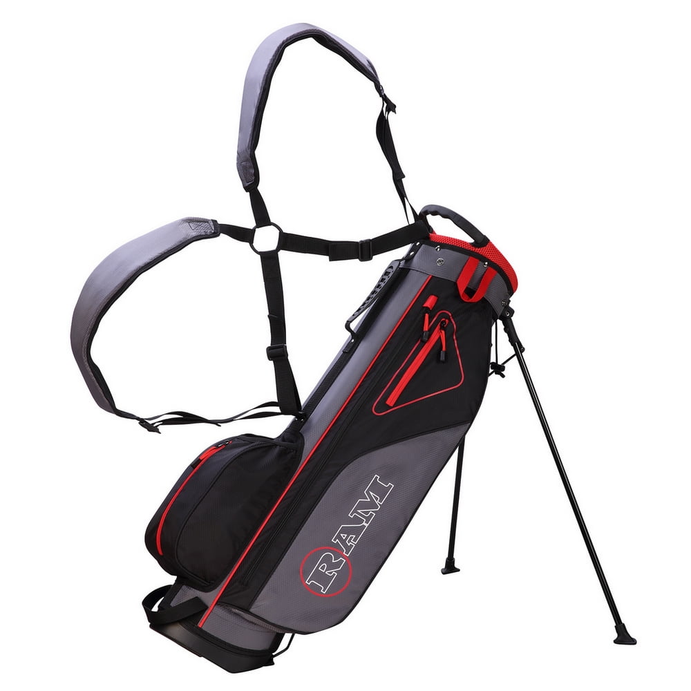Ram Golf Lightweight Stand Carry/Sunday Bag Black/Grey/Red
