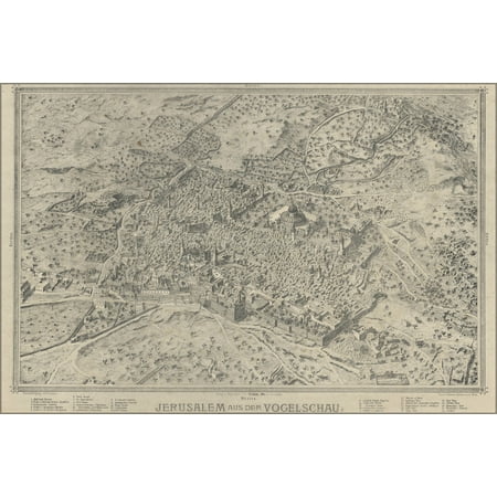 24"x36" Gallery Poster, Jerusalem Israel Map 1873