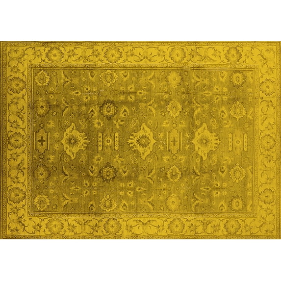 Ahgly Company Indoor Rectangle Oriental Yellow Traditional Area Rugs, 4' x 6'