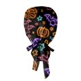 thumbnail image 3 of Women's Bouffant Scrub Caps Halloween Ghost Bat Print Working Cap Nurse Hat Surgical Cap with Button and Sweatband Ponytail Cap, Wash Cap, Baotou Cap, 3 of 4