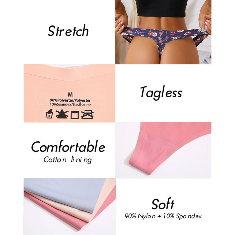 FINETOO Seamless Thongs for Women breathable Low Rise Panties Invisible  Hipster Underwear No Show XS-XL 6 Pack