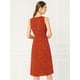 thumbnail image 5 of Vestido midi Allegra K sin mangas cuello dividido cintura con cordón estampado Rojo XS, 5 of 6