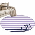 thumbnail image 2 of Anchor Purple Round Area Rug 3 FT, Small Kitchen Bathroom Mats, Modern Navy Blue White Striped Nautical Washable Indoor Outdoor Throw Runner Carpet Non-Shedding Doormat for Table Shower Sofa Entryway, 2 of 8