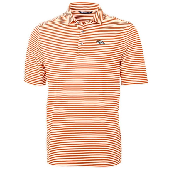 Men's Cutter & Buck Orange Denver Broncos Big & Tall Virtue Eco Pique Stripe Recycled Polo