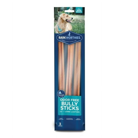 UPC: 0840139111150 | Barkworthies 12  Odor Free Bully Stick – 3 ct