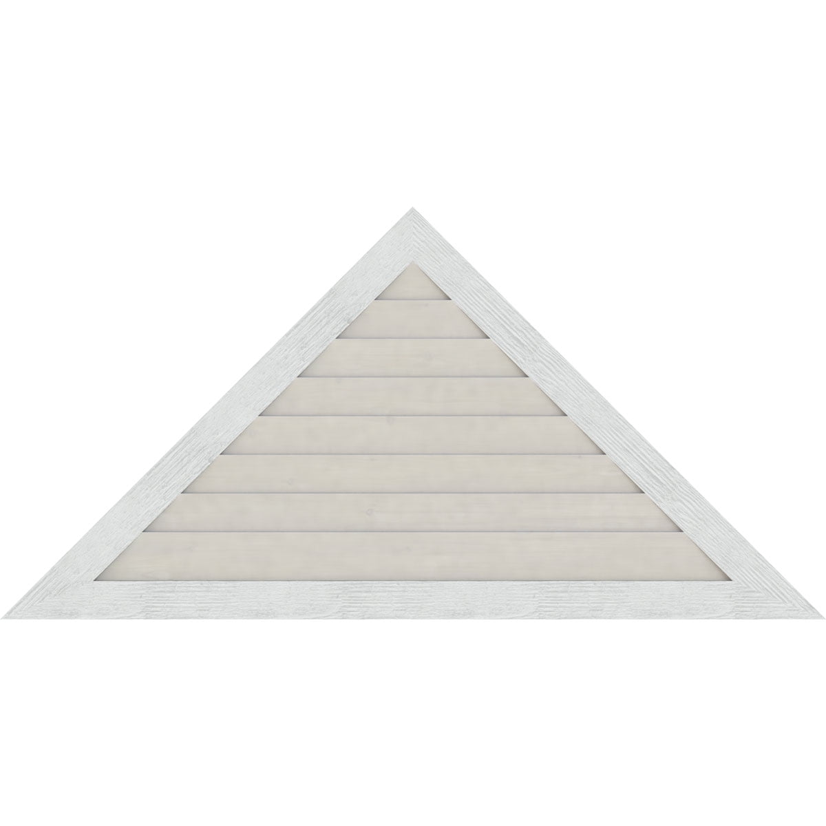 56"W x 11 5/8"H Triangle Gable Vent (81"W x 16 7/8"H Frame Size) 5/12 Pitch: Primed, Non-Functional, Rough Sawn Western Red Cedar Gable Vent w/ Decorative Face Frame