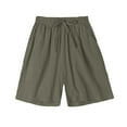 thumbnail image 5 of QUNYINEY Mid Rise Womens Summer Shorts Casual Solid Bermuda Shorts Elastic Waist Loose Cotton Linen Shorts, 5 of 5