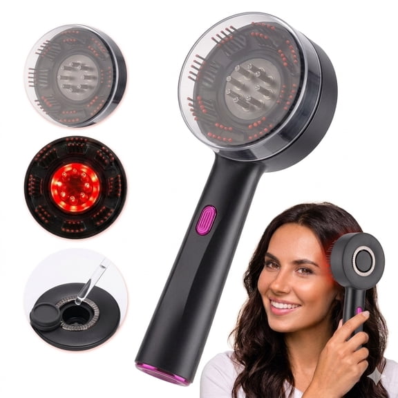 Electric Scalp Massager Hair Growth, 3-Mode Head Massager with Red Light Therapy & 6ml Liquid Guide Tank Hair Oil Applicator for Scalp Care,Gray