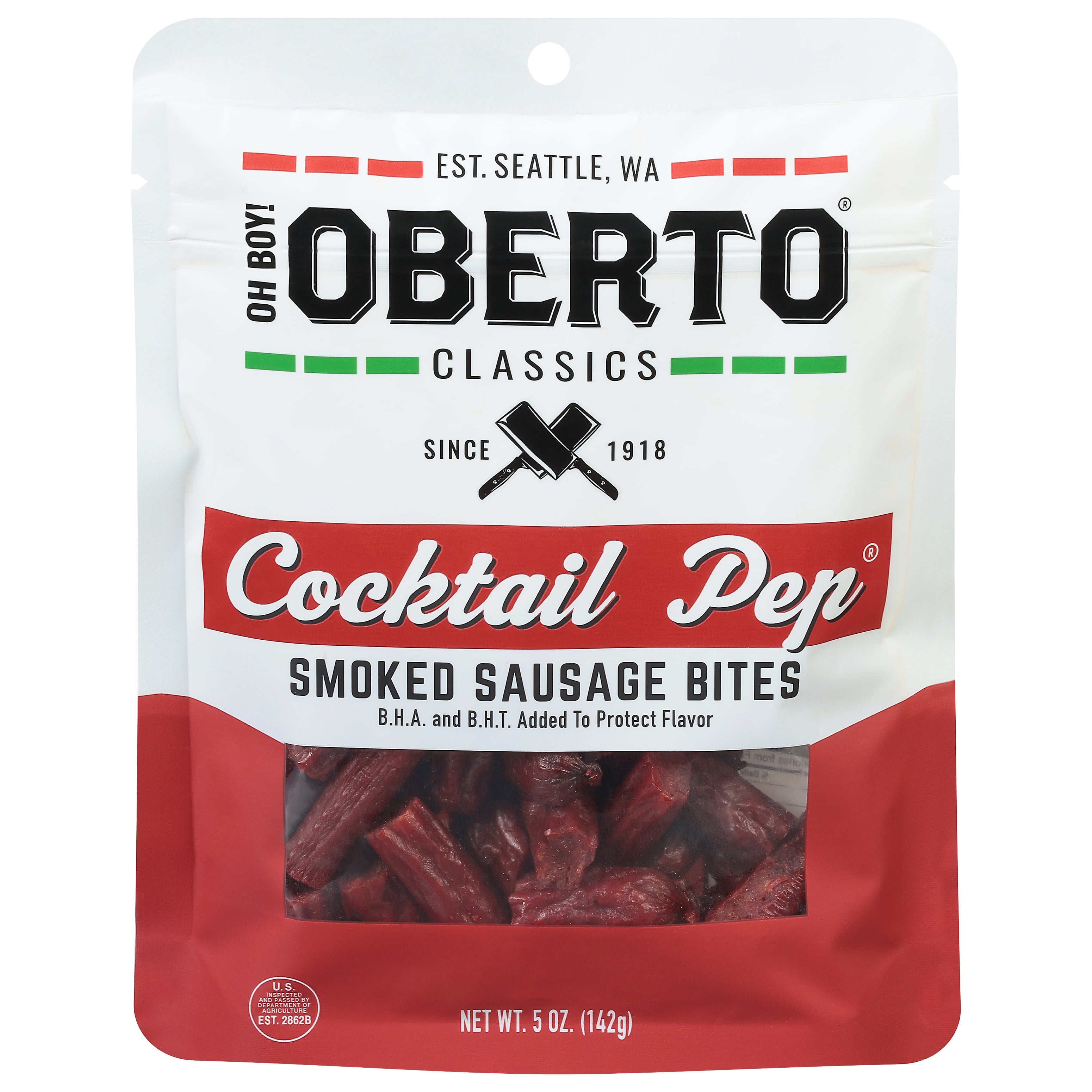 (2 pack) Oh Boy! Oberto Classics Cocktail Pep Bite Size Smoked Sausage Sticks 5oz Resealable Bag