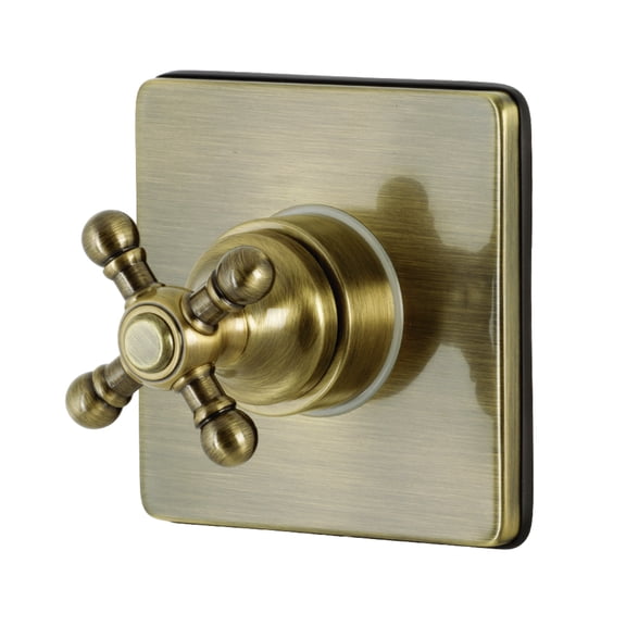 Kingston Brass KS3043BX Single-Handle Three-Way Diverter Valve with Square Trim Kit in Antique Brass