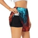 thumbnail image 1 of Balery Red And Blue Fire Pantalones cortos deportivos para mujer con forro y dos bolsillos, elásticos, para entrenamiento, gimnasio, yoga-Large, 1 of 7