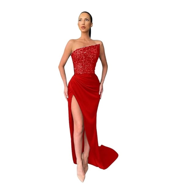 Vestido de noche largo elegante sin mangas con lentejuelas verdes y hada