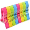 thumbnail image 1 of Pinzas para toallas de playa, pinzas para sillas, soporte para toallas, pinzas de plástico para ropa, abrazaderas para colgar, amarillo, azul, verde, rojo (paquete de 8), 1 of 5